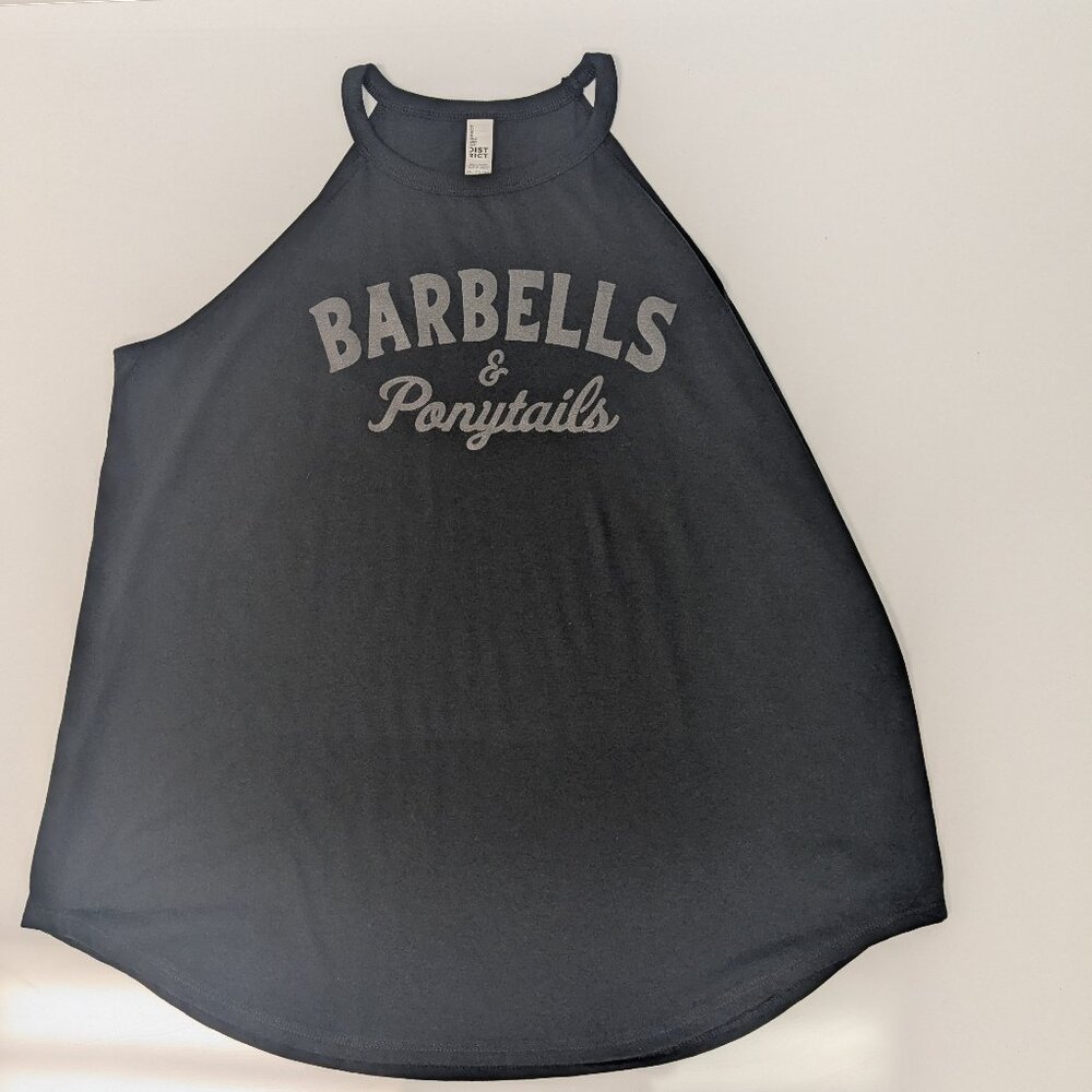 Barbells And Ponytails Flowy High Neck "LOGO"  Tank Top Sz XXL NEW